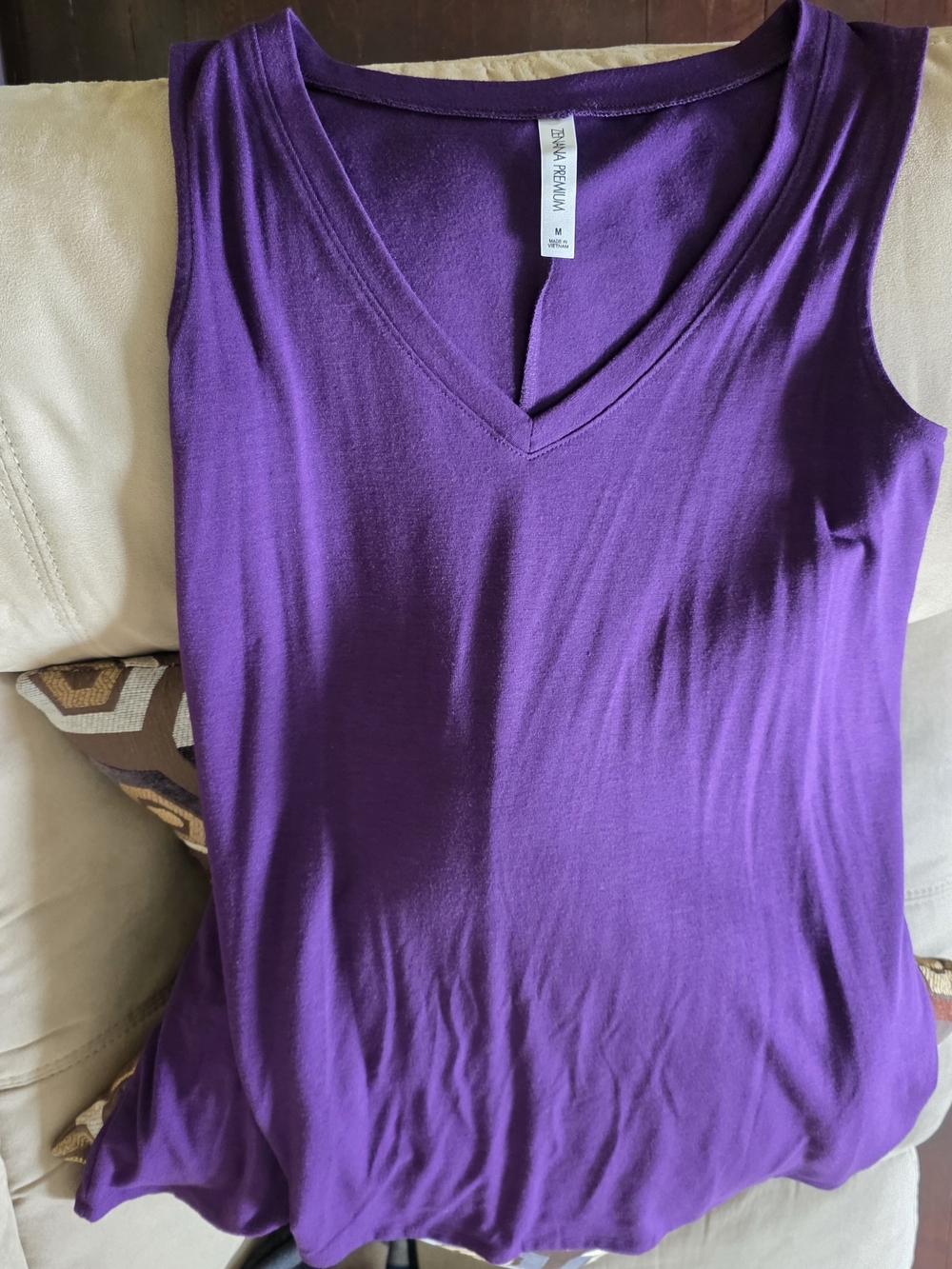 Zenana Outfitters Purple V-Neck Sleeveless Tank Top Tunic